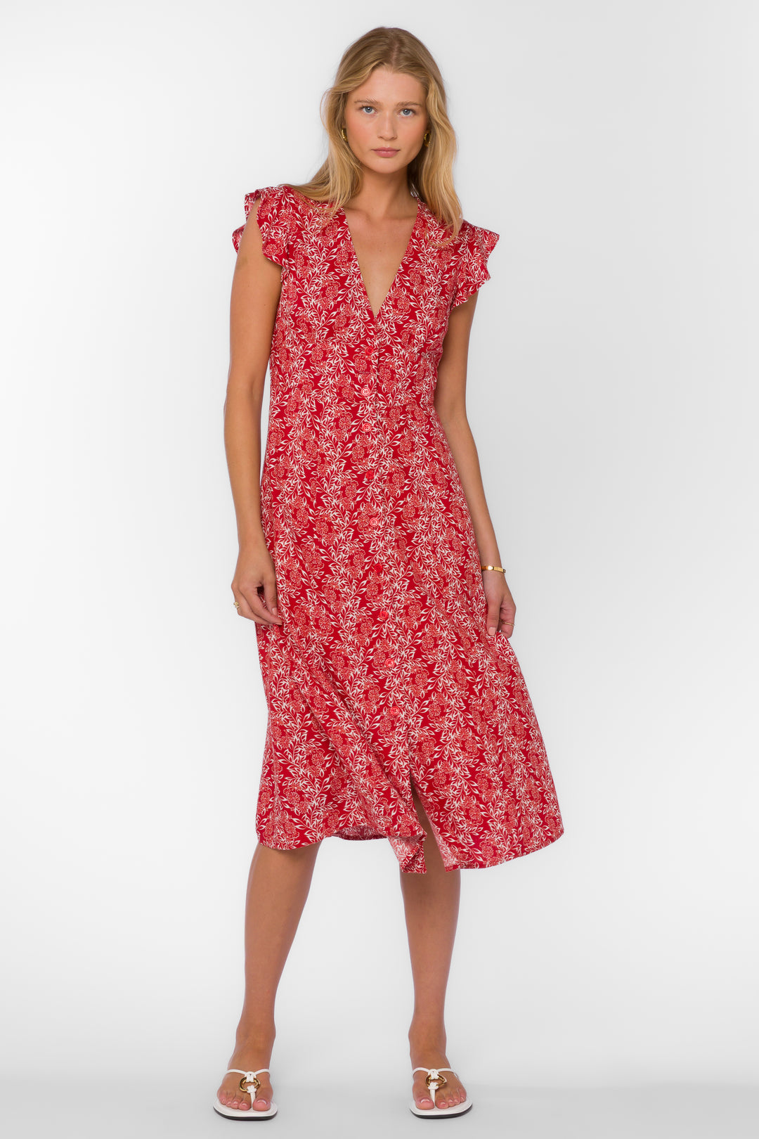 Jem Red Floral Dress - Dresses - Velvet Heart Clothing