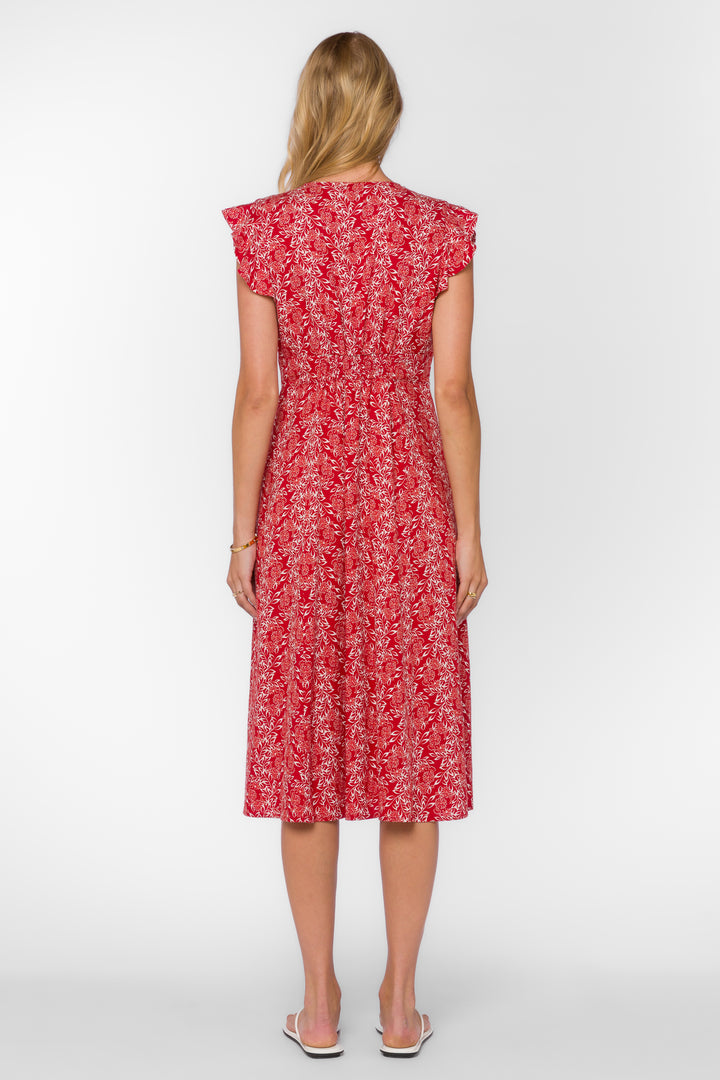 Jem Red Floral Dress - Dresses - Velvet Heart Clothing