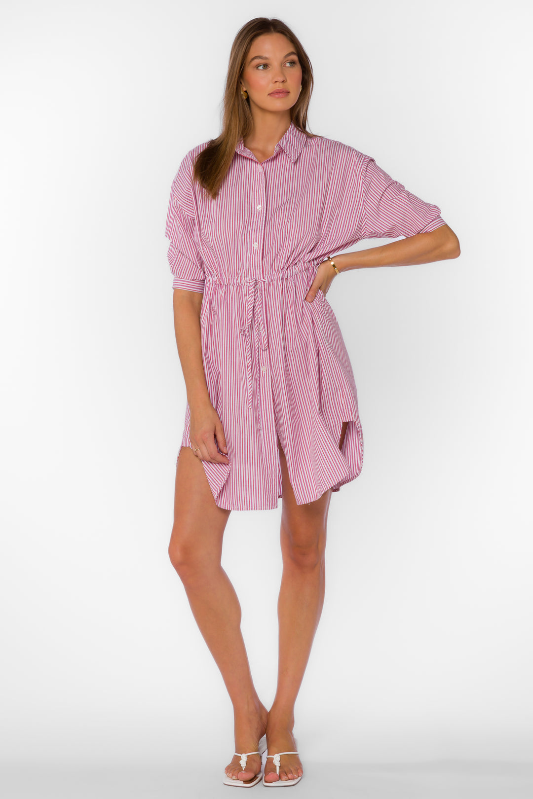 Jenneva Pink Stripe Dress - Dresses - Velvet Heart Clothing