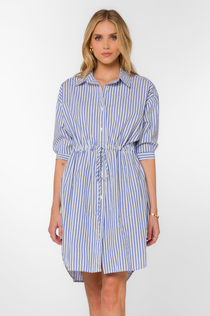 Jenneva Oia Blue Stripe Dress - Dresses - Velvet Heart Clothing