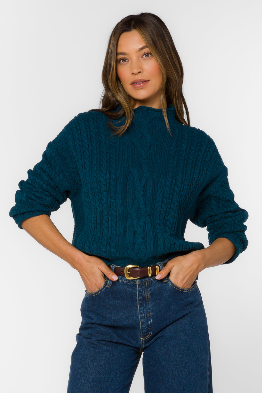Jennevie Dark Teal Sweater - Sweaters - Velvet Heart Clothing