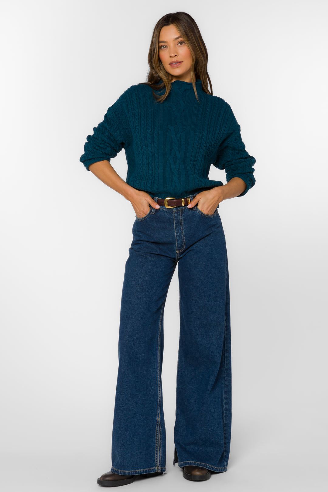 Jennevie Dark Teal Sweater - Sweaters - Velvet Heart Clothing