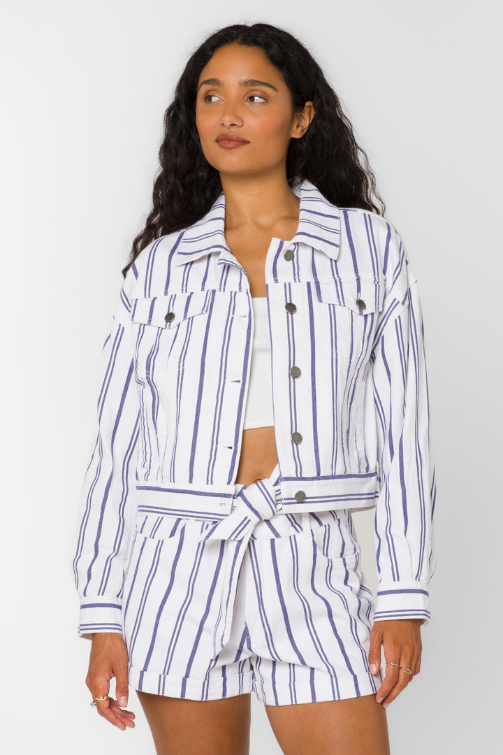 Jones Dusk Blue Stripe Jacket - Jackets & Outerwear - Velvet Heart Clothing