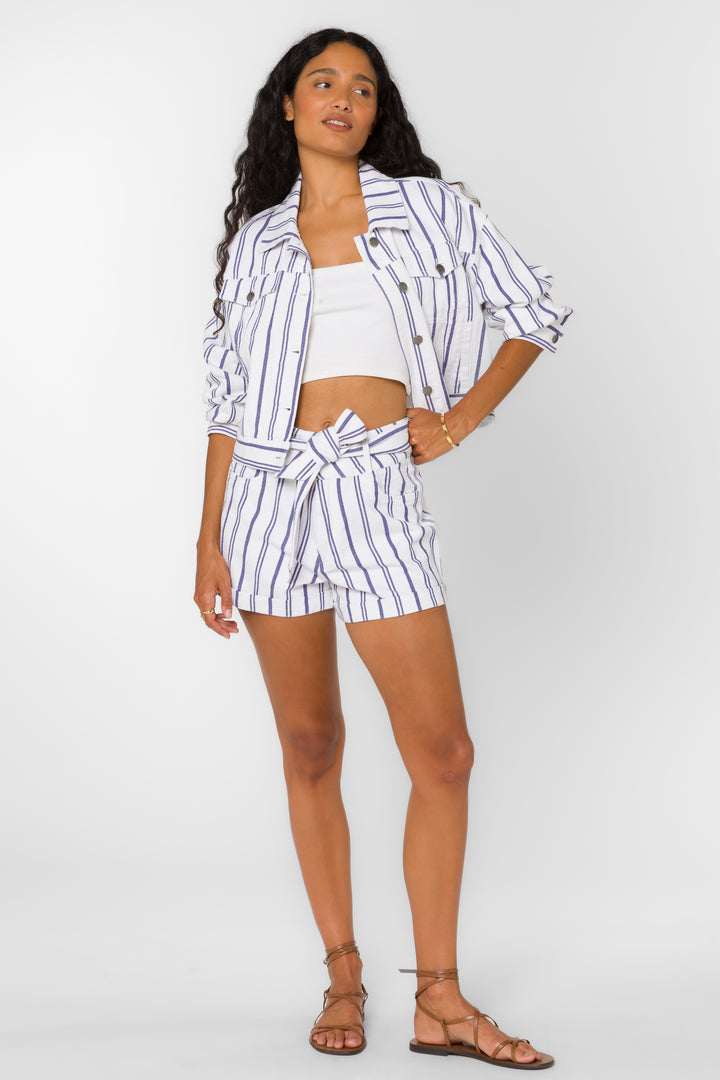 Jones Dusk Blue Stripe Jacket - Jackets & Outerwear - Velvet Heart Clothing