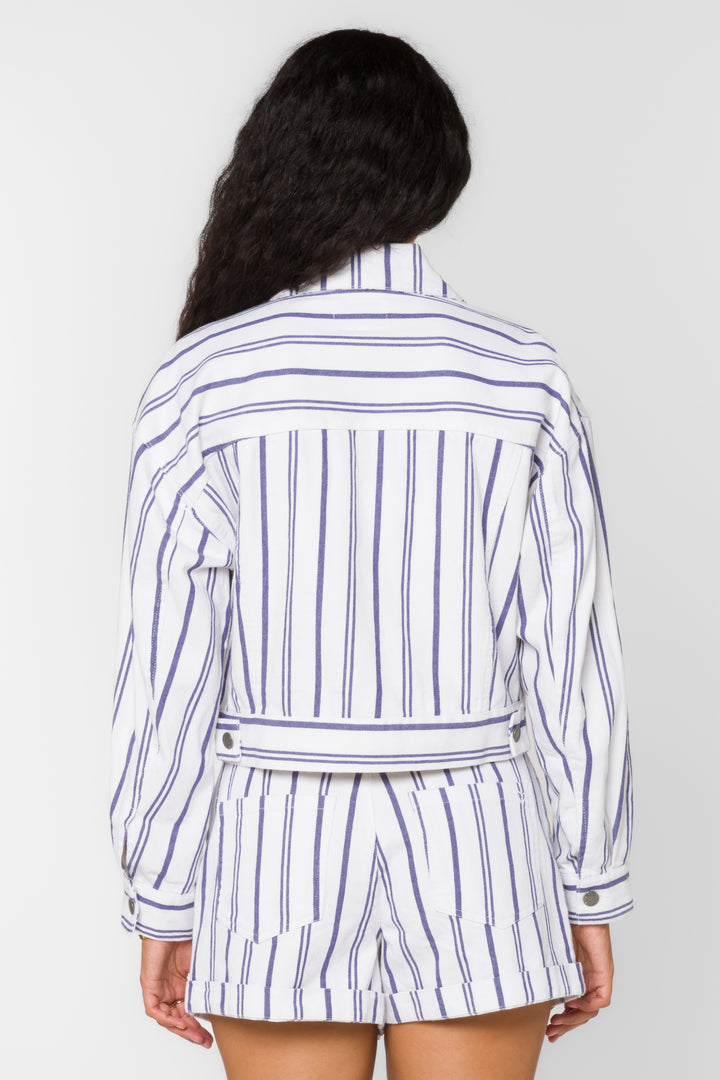 Jones Dusk Blue Stripe Jacket - Jackets & Outerwear - Velvet Heart Clothing