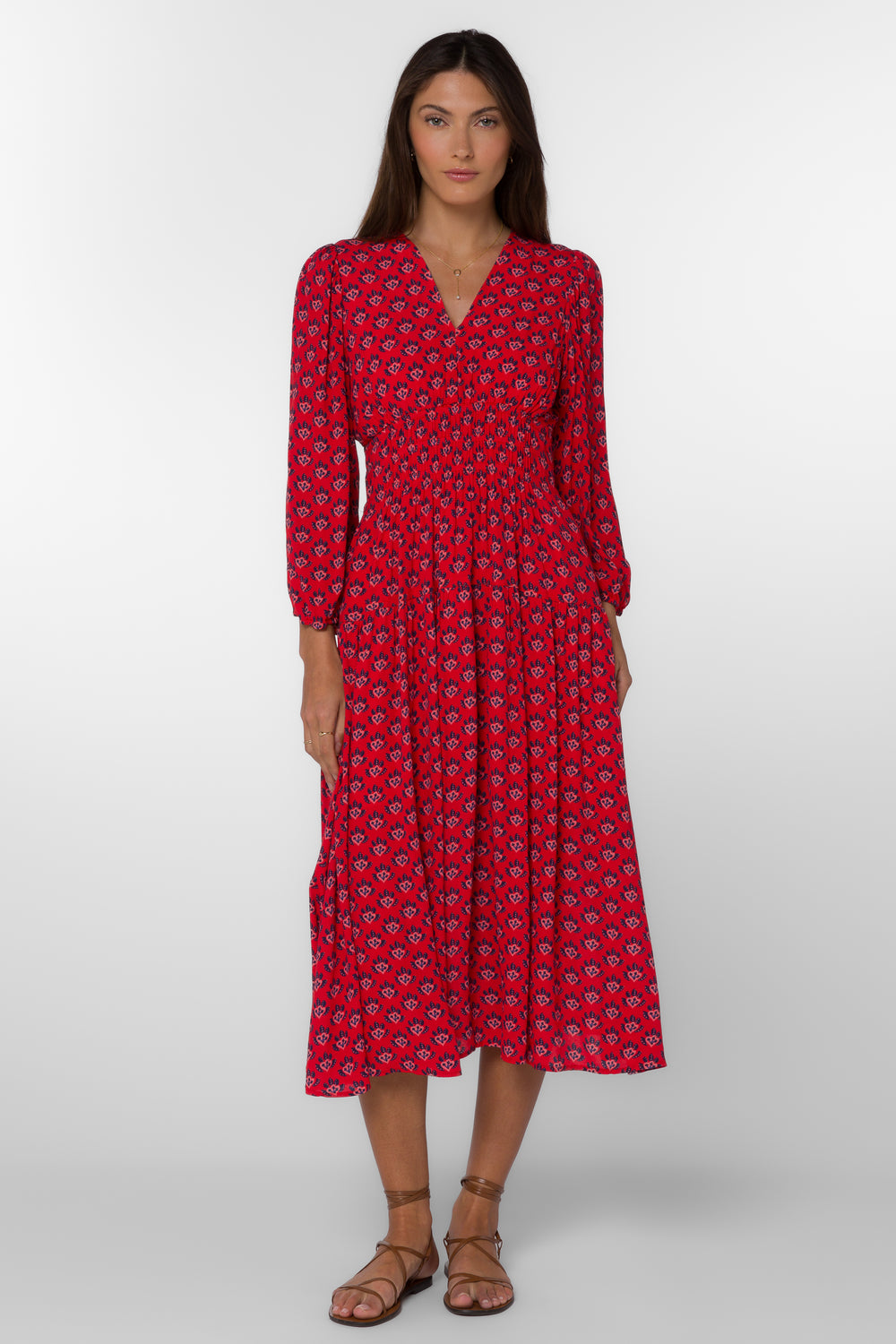 Julissa Red Leaf Dress - Dresses - Velvet Heart Clothing