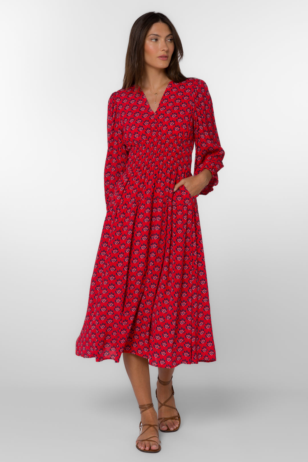 Julissa Red Leaf Dress - Dresses - Velvet Heart Clothing