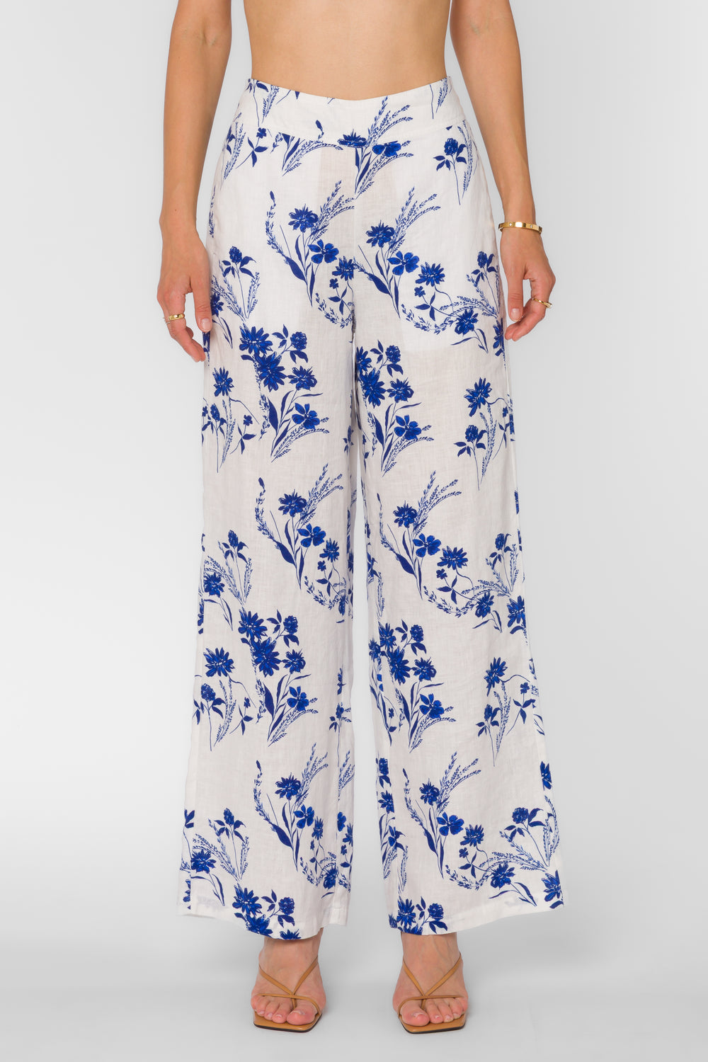 Kaelin Blue Floral Patch Pants - Pants - Velvet Heart Clothing