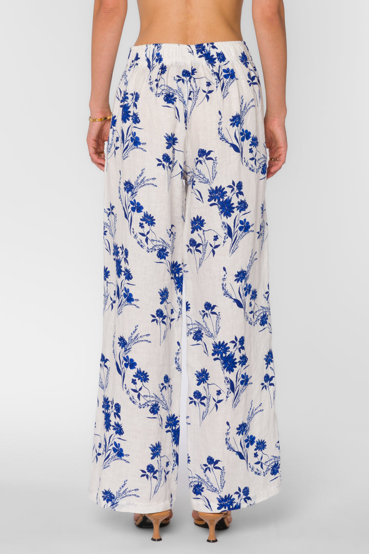 Kaelin Blue Floral Patch Pants - Pants - Velvet Heart Clothing