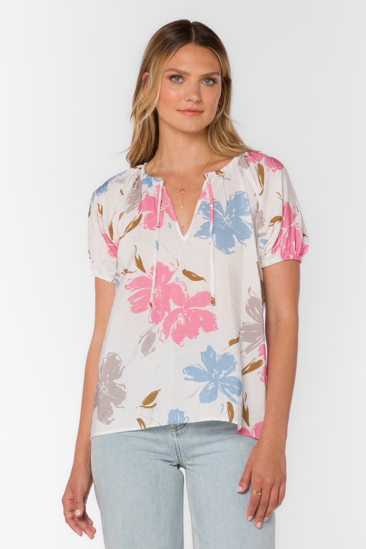 Katelyn Floral Splash Blouse - Tops - Velvet Heart Clothing