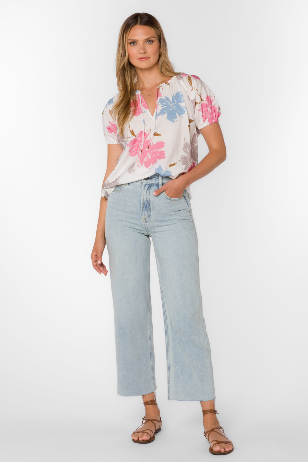Katelyn Floral Splash Blouse - Tops - Velvet Heart Clothing