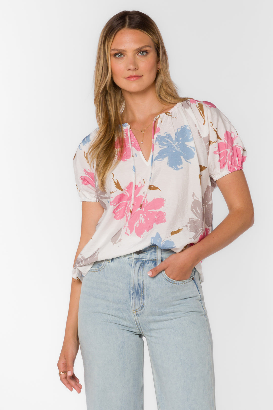 Katelyn Floral Splash Blouse - Tops - Velvet Heart Clothing