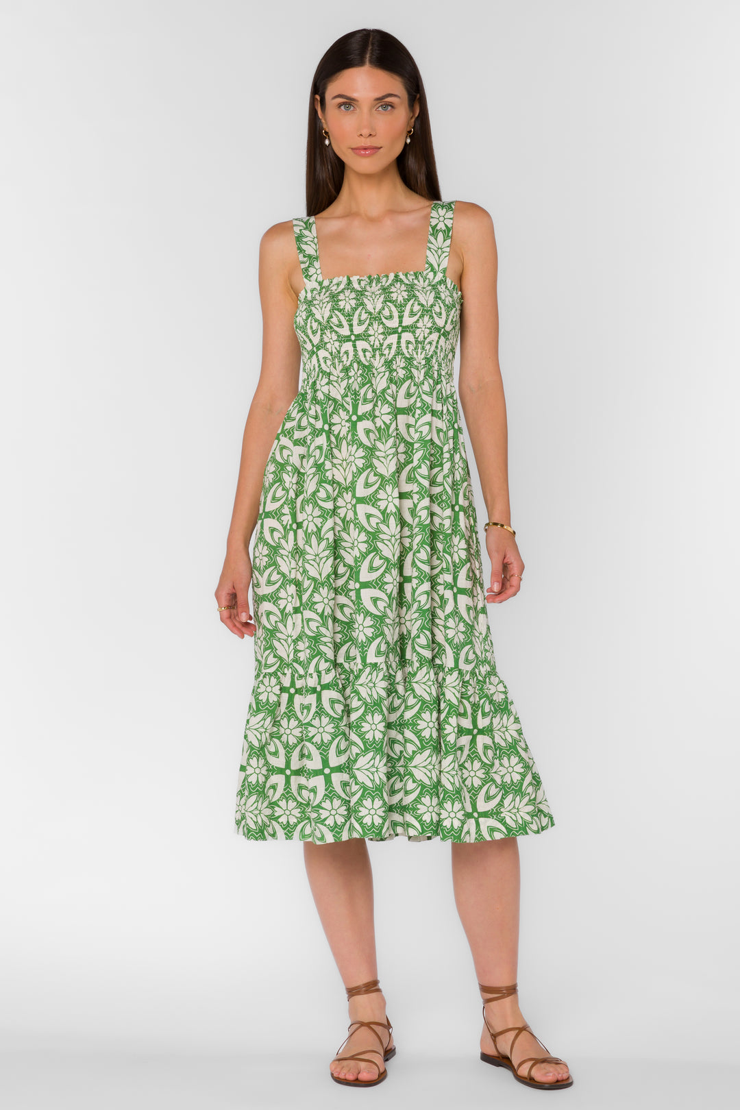 Kehlani Green Geo Dress - Dresses - Velvet Heart Clothing