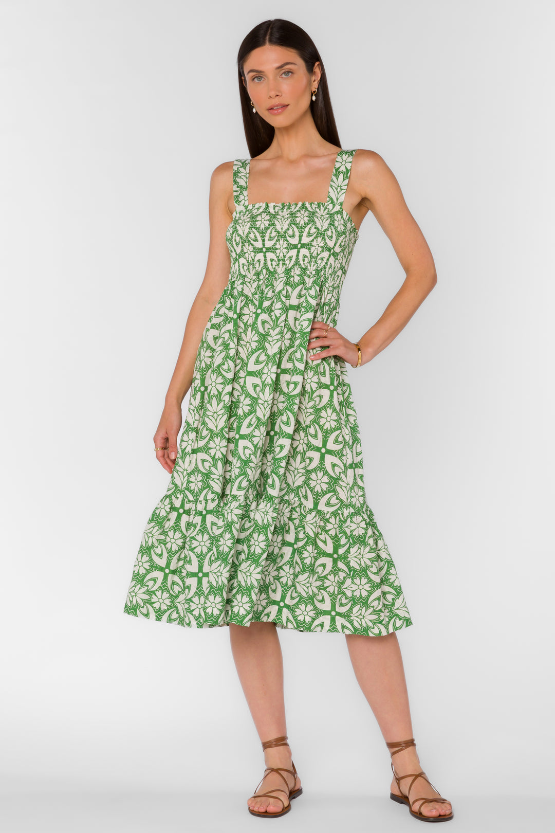 Kehlani Green Geo Dress - Dresses - Velvet Heart Clothing