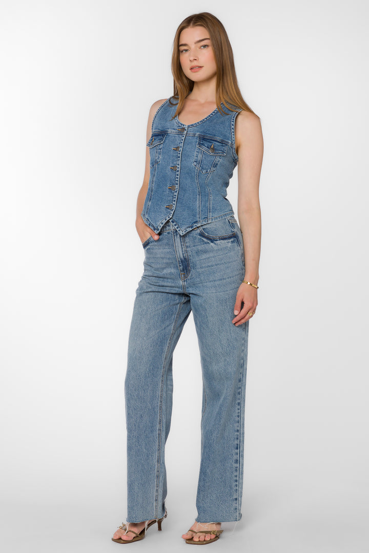 Kiana Houston Blue Vest - Tops - Velvet Heart Clothing