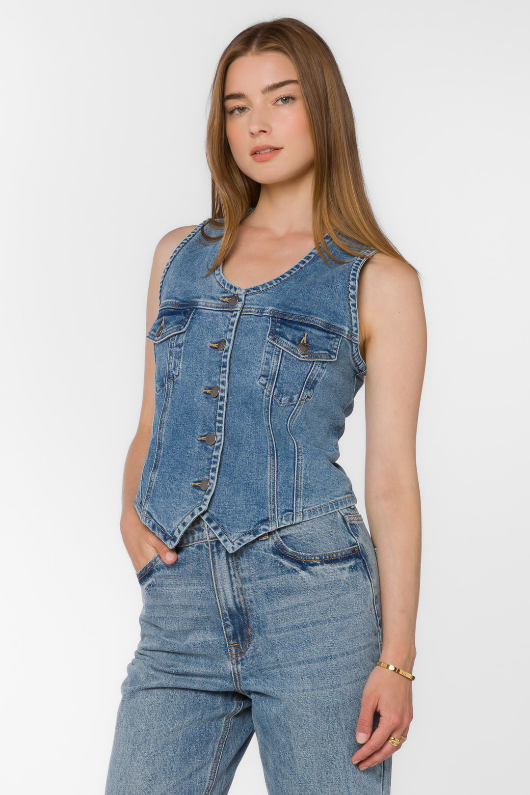 Kiana Houston Blue Vest - Tops - Velvet Heart Clothing