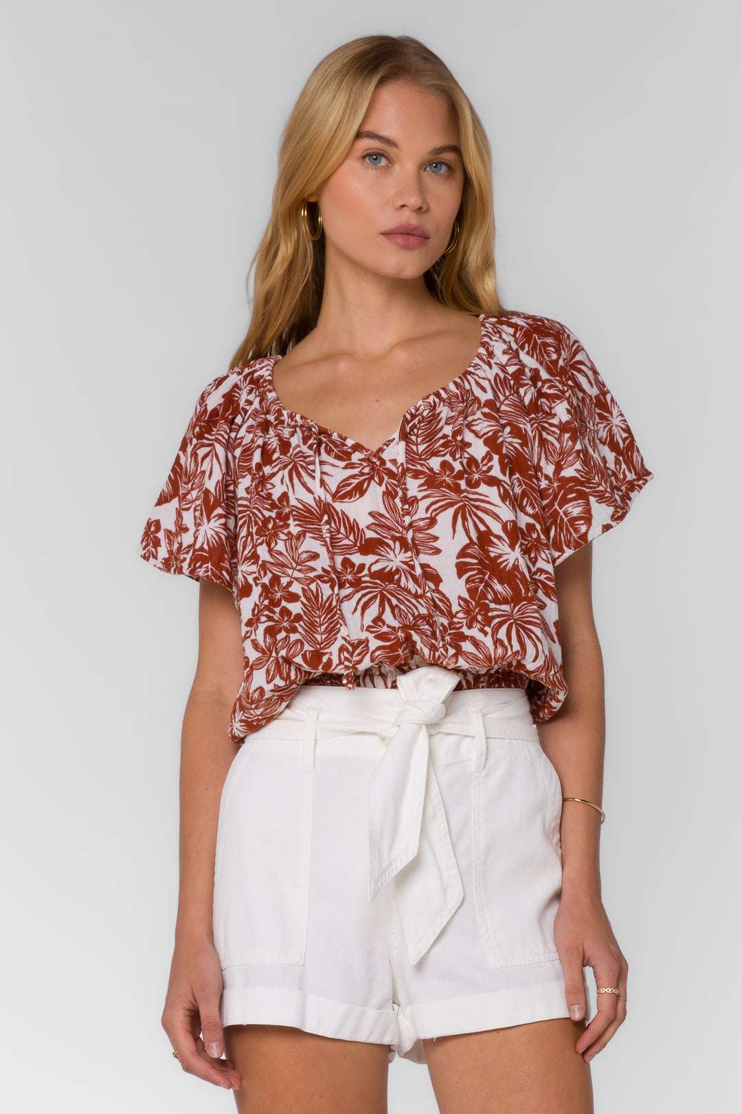 Kirra Brown Tropical Top