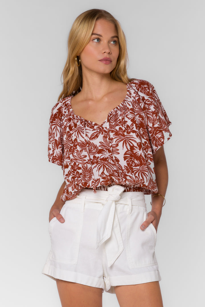 Kirra Brown Tropical Top