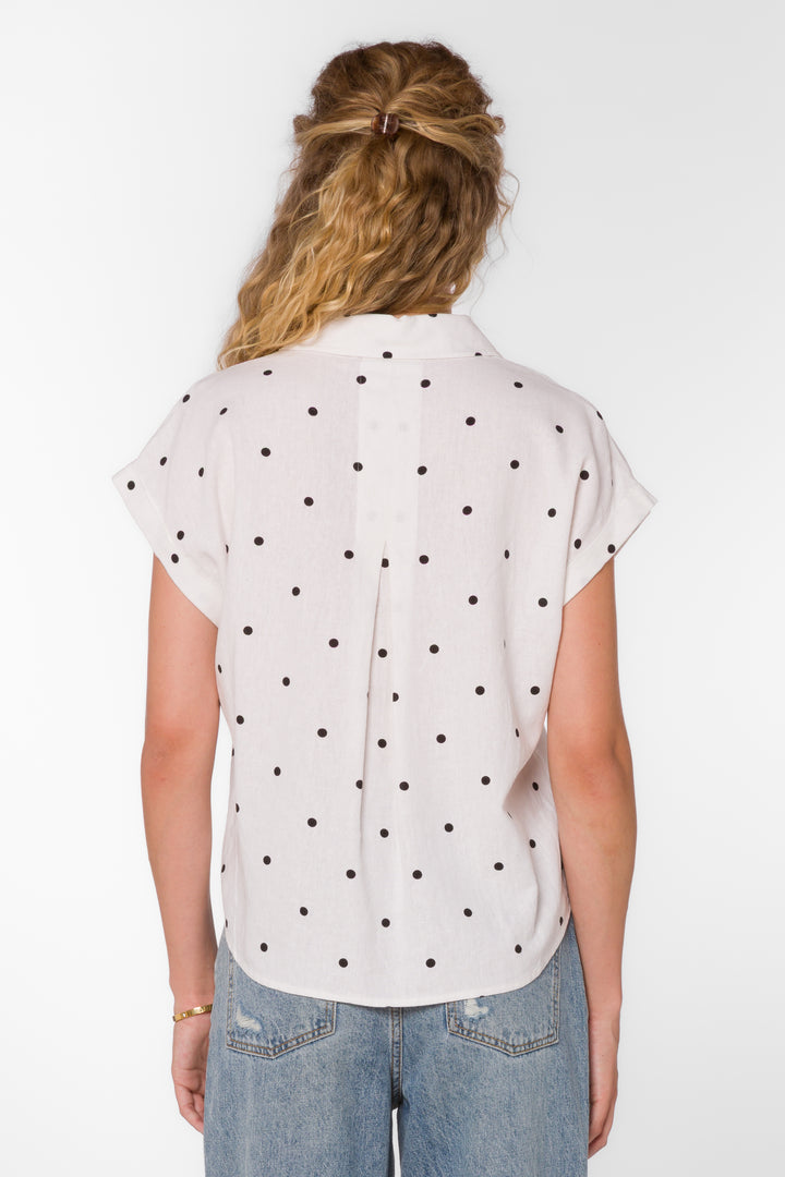 Kirsty White Dotted Shirt - Tops - Velvet Heart Clothing