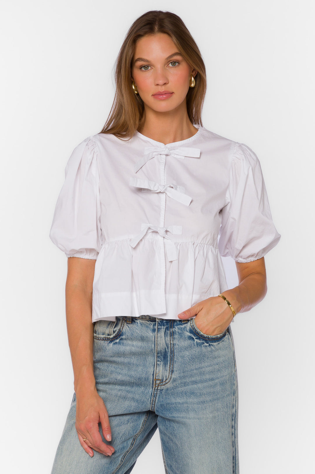 Lamont Optic White Top - Tops - Velvet Heart Clothing