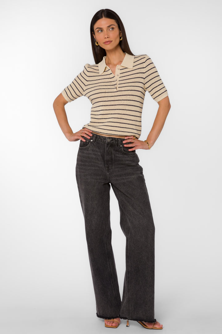 Laurie French Navy Stripe Top - Tops - Velvet Heart Clothing