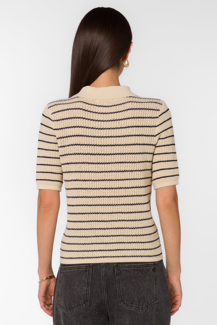 Laurie French Navy Stripe Top - Tops - Velvet Heart Clothing