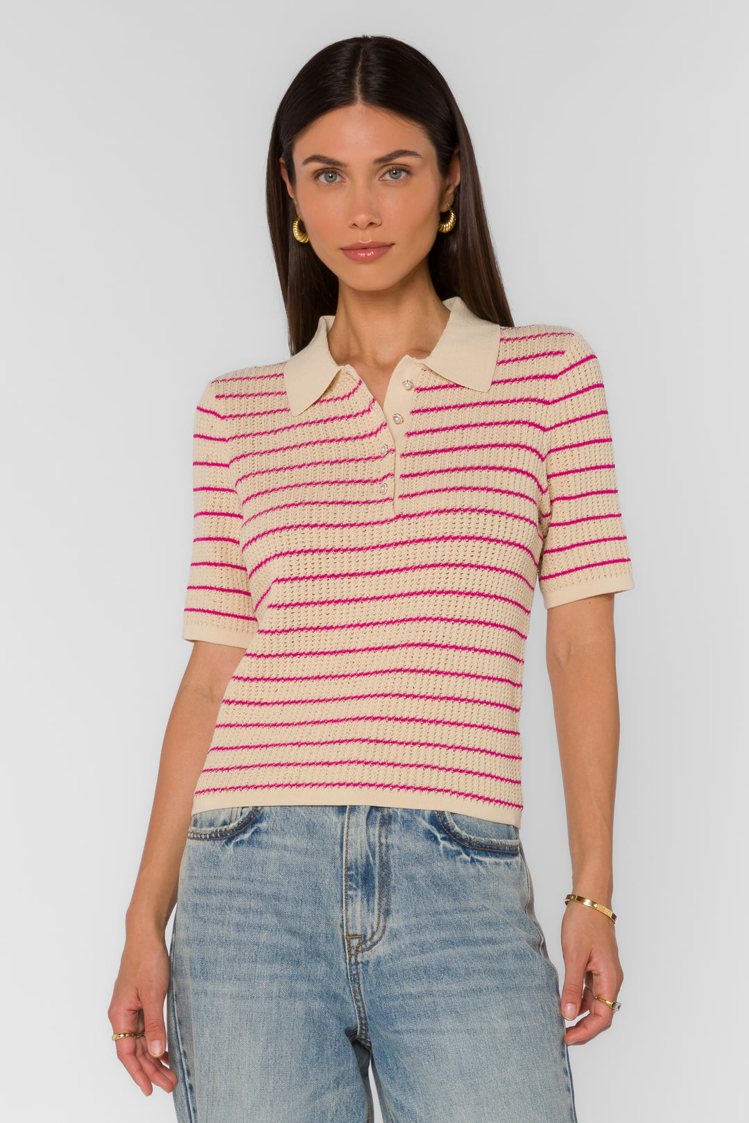 Laurie Fuchsia Stripe Top - Tops - Velvet Heart Clothing