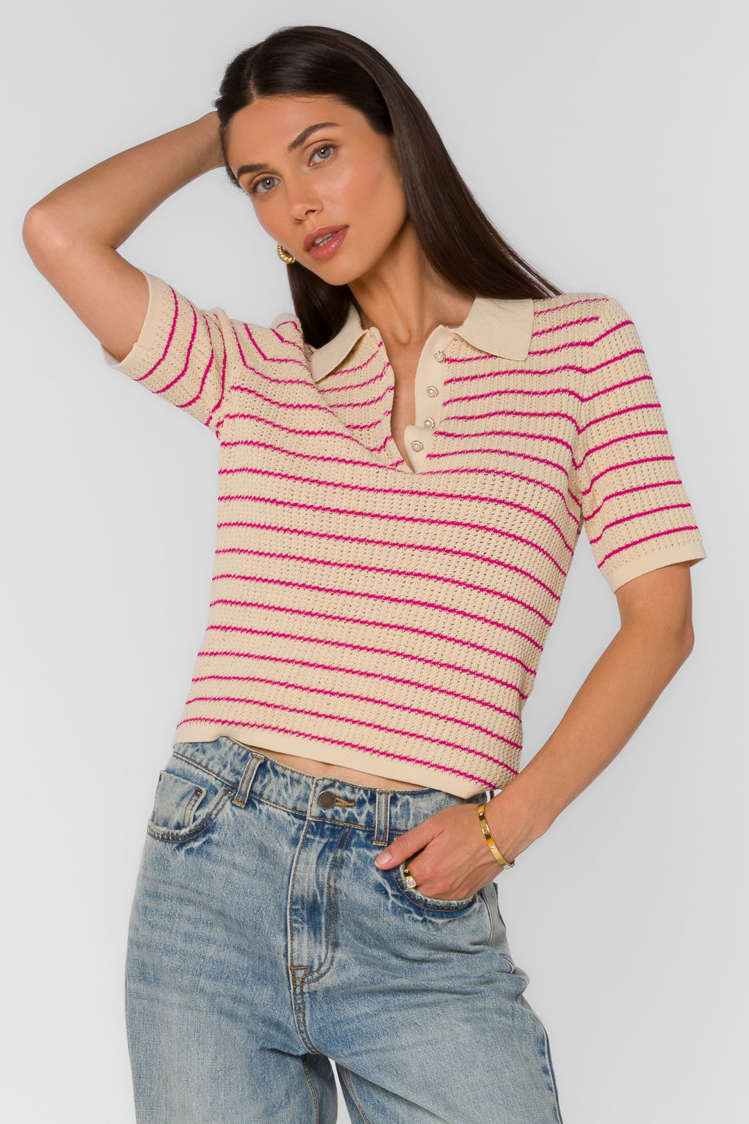 Laurie Fuchsia Stripe Top - Tops - Velvet Heart Clothing