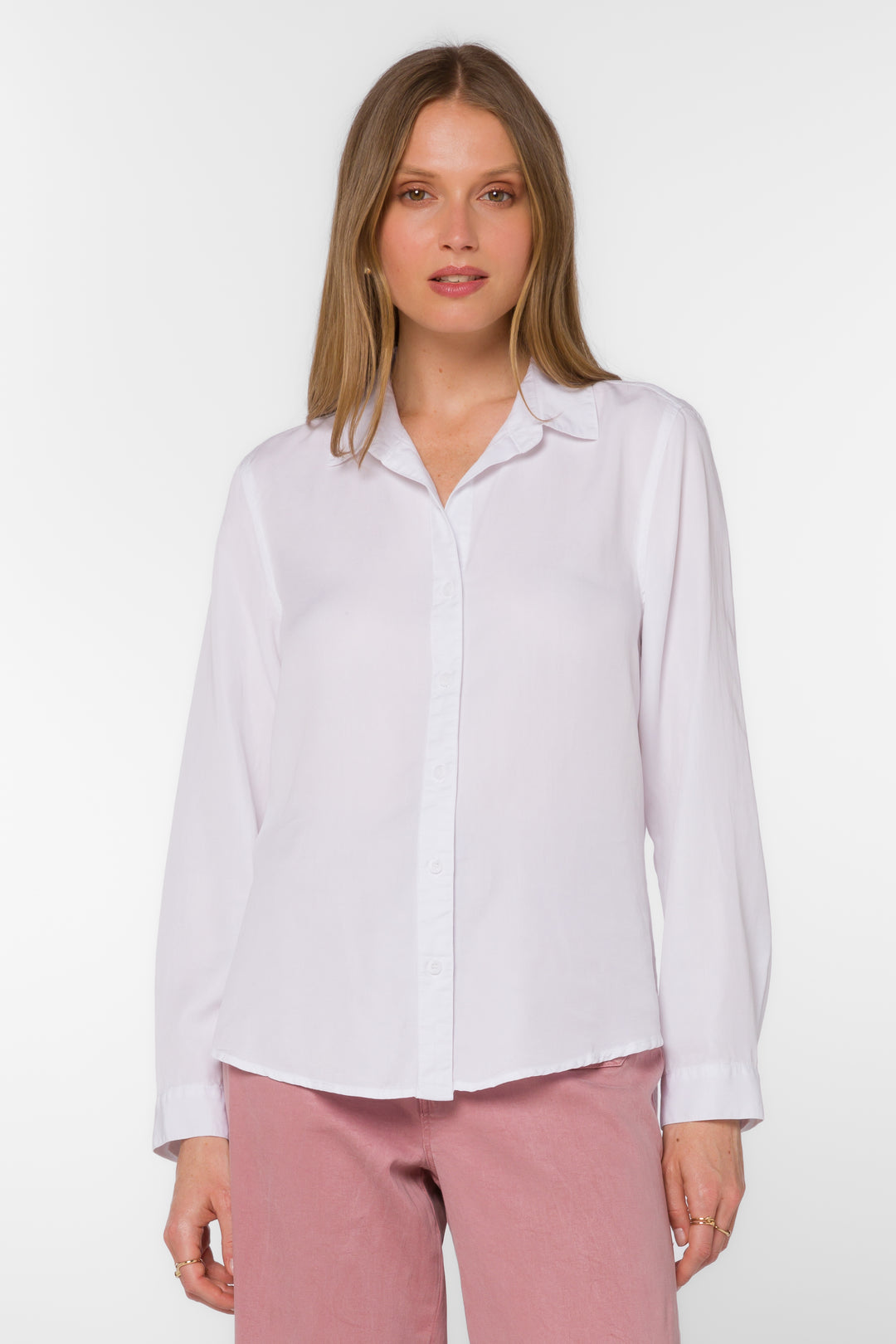 Leila Optic White Shirt - Tops - Velvet Heart Clothing
