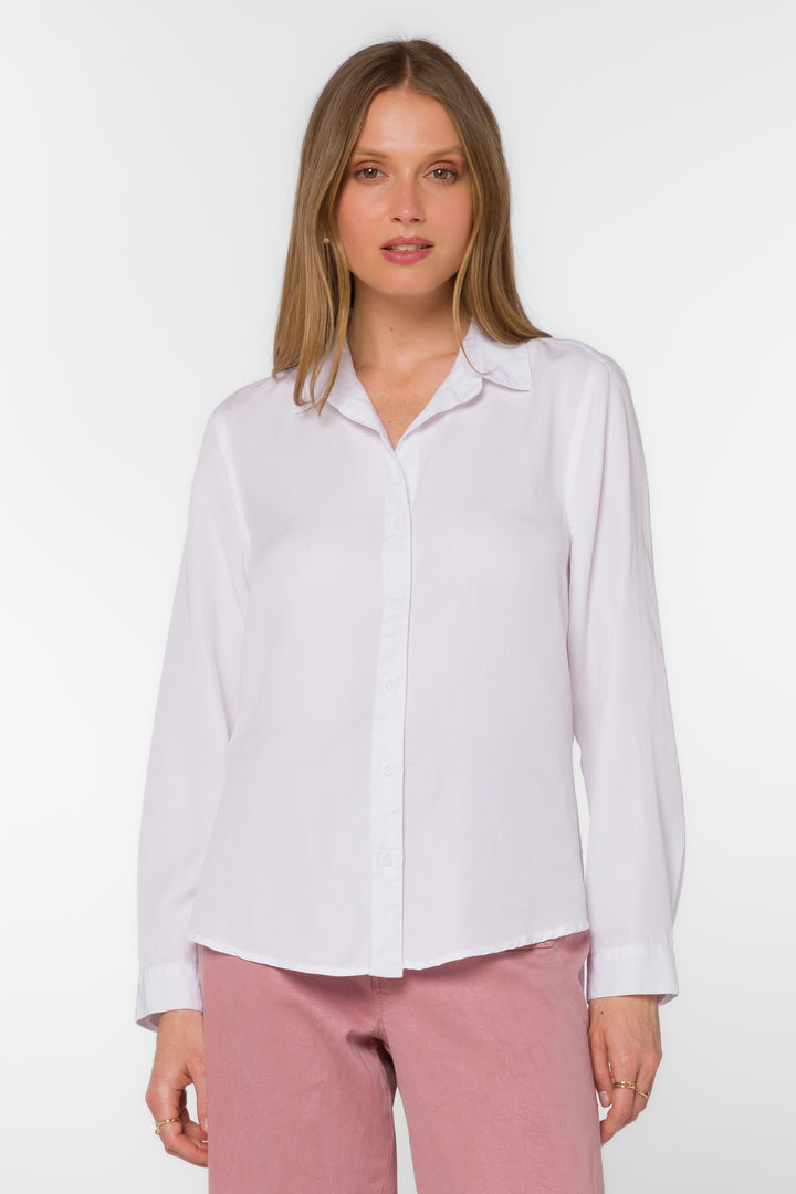 Leila Optic White Shirt - Tops - Velvet Heart Clothing