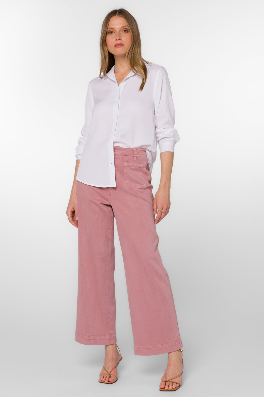 Leila Optic White Shirt - Tops - Velvet Heart Clothing