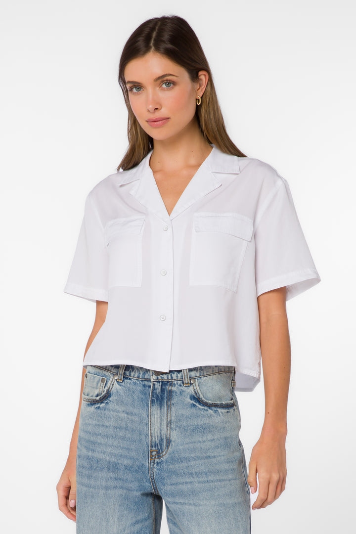 Lenora Optic White Shirt - Tops - Velvet Heart Clothing