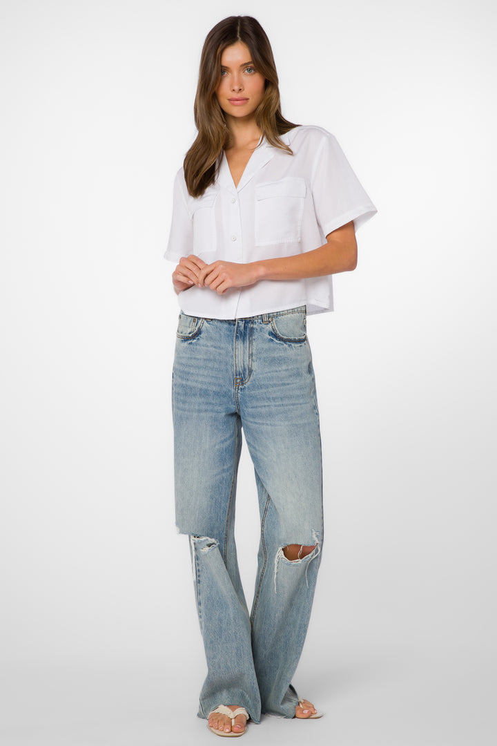 Lenora Optic White Shirt - Tops - Velvet Heart Clothing