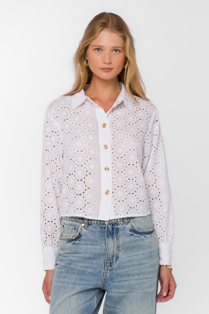 Lilith Optic White Shirt - Tops - Velvet Heart Clothing
