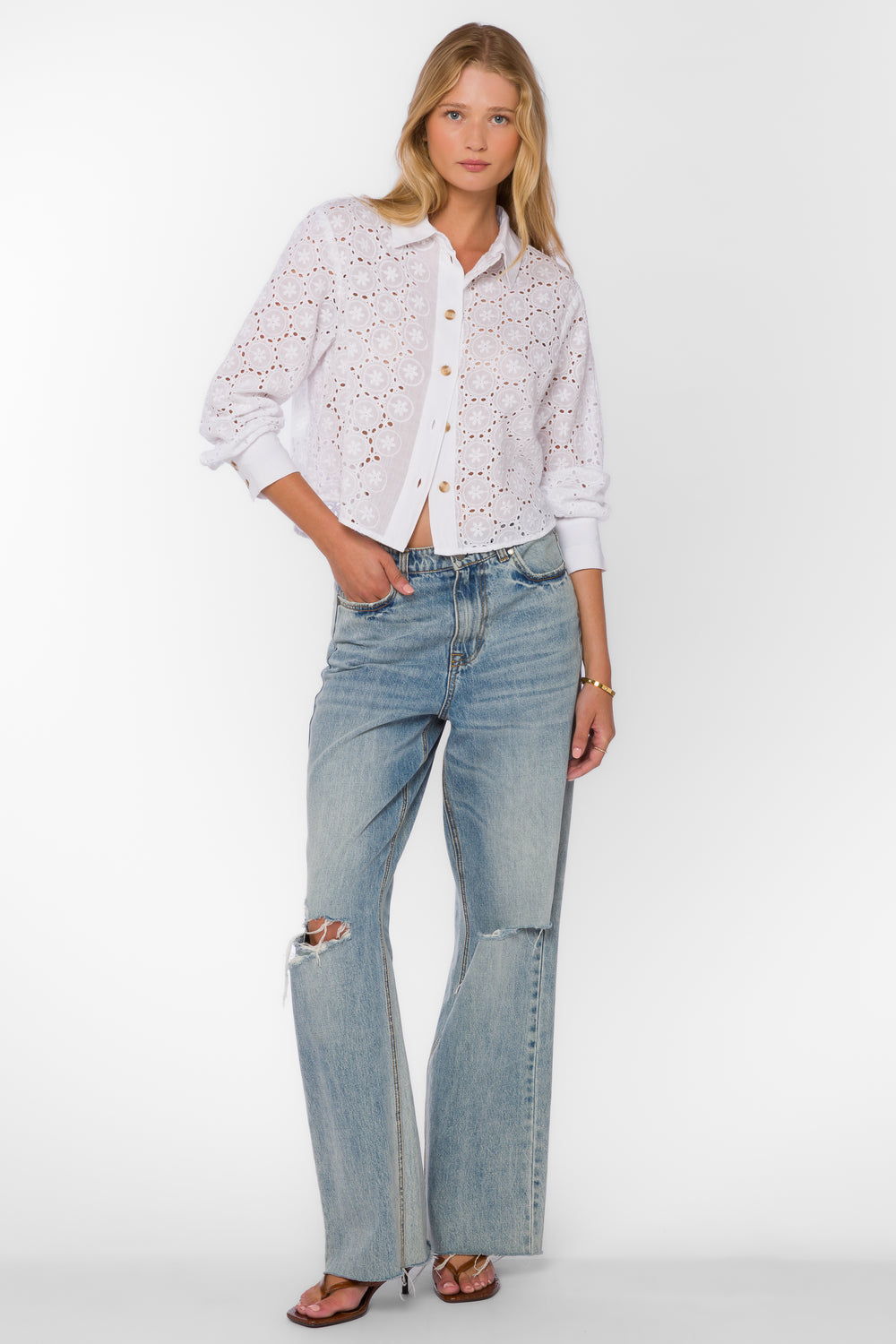 Lilith Optic White Shirt - Tops - Velvet Heart Clothing