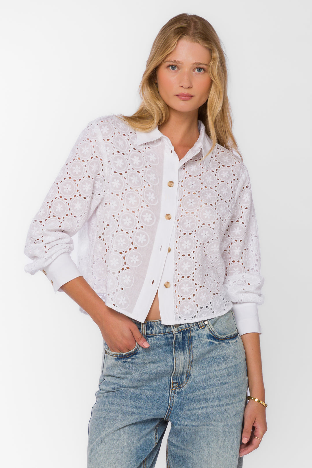 Lilith Optic White Shirt - Tops - Velvet Heart Clothing