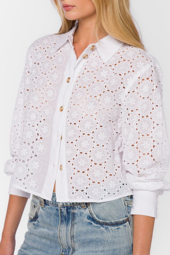 Lilith Optic White Shirt - Tops - Velvet Heart Clothing