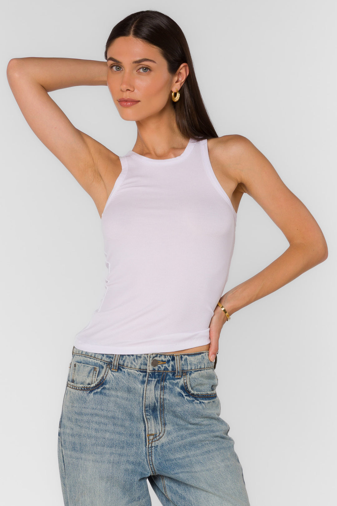 Lindy Optic White Tank - Tops - Velvet Heart Clothing