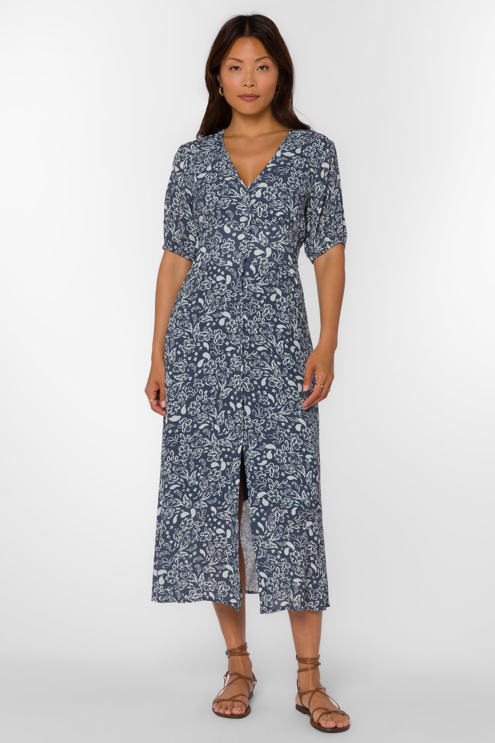 Livana Navy Floral Dress - Dresses - Velvet Heart Clothing