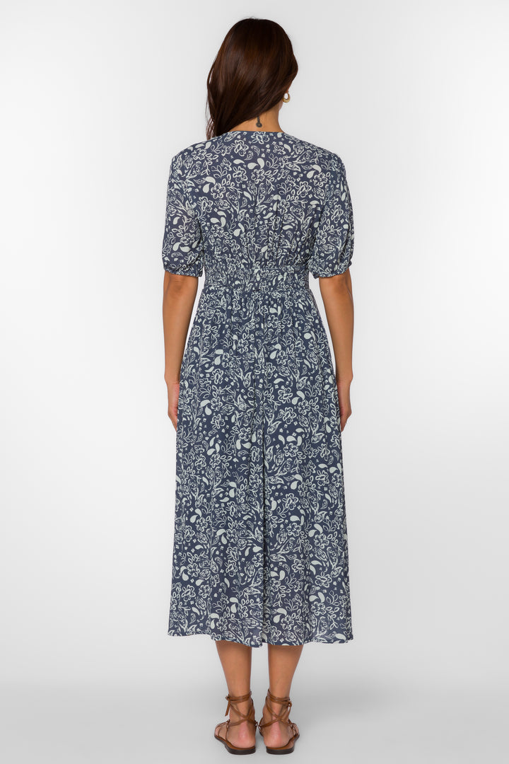 Livana Navy Floral Dress - Dresses - Velvet Heart Clothing