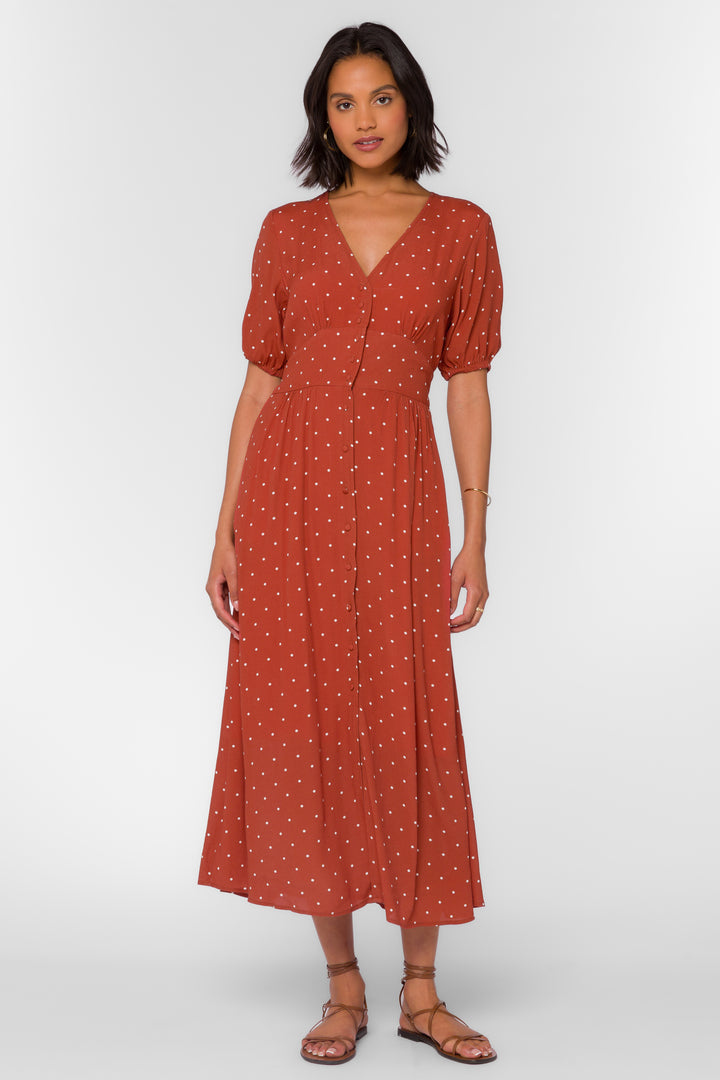 Livana Red Dotted Dress