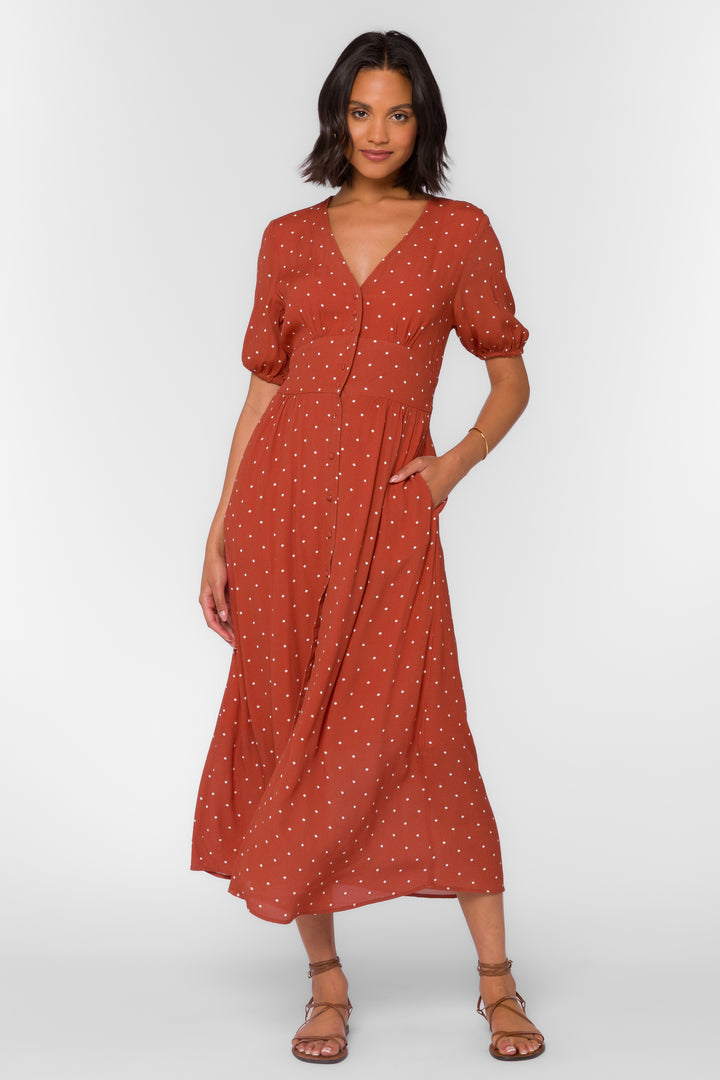 Livana Red Dotted Dress