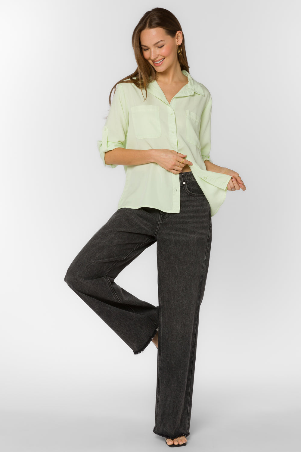 Lotty Lime Cream Shirt - Tops - Velvet Heart Clothing