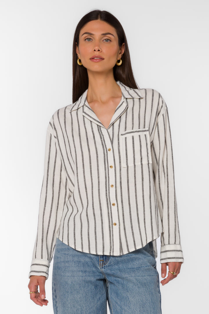 Lyla Black Stripe Shirt - Tops - Velvet Heart Clothing