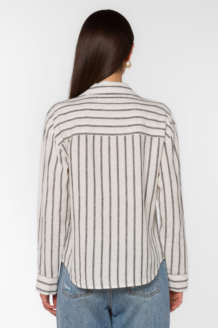 Lyla Black Stripe Shirt - Tops - Velvet Heart Clothing