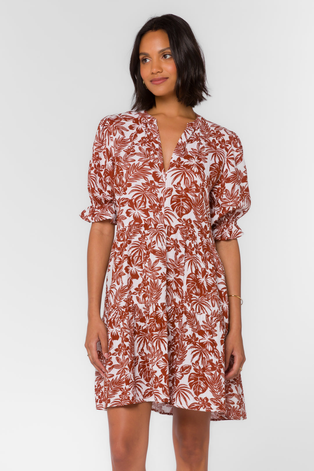 Marina Brown Tropical Dress