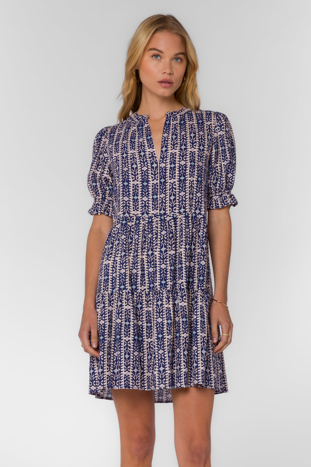 Marina Navy Geo Dress