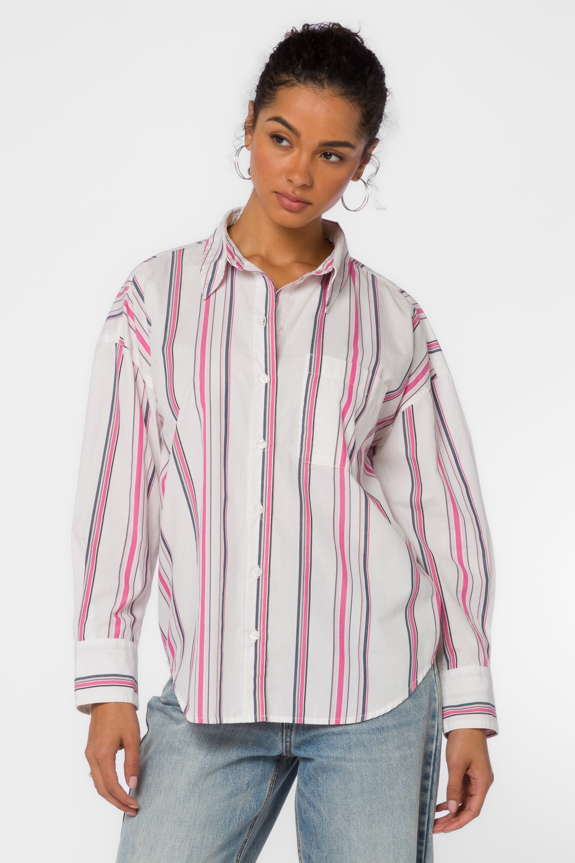 Mitch Pink Stripe Shirt - Tops - Velvet Heart Clothing