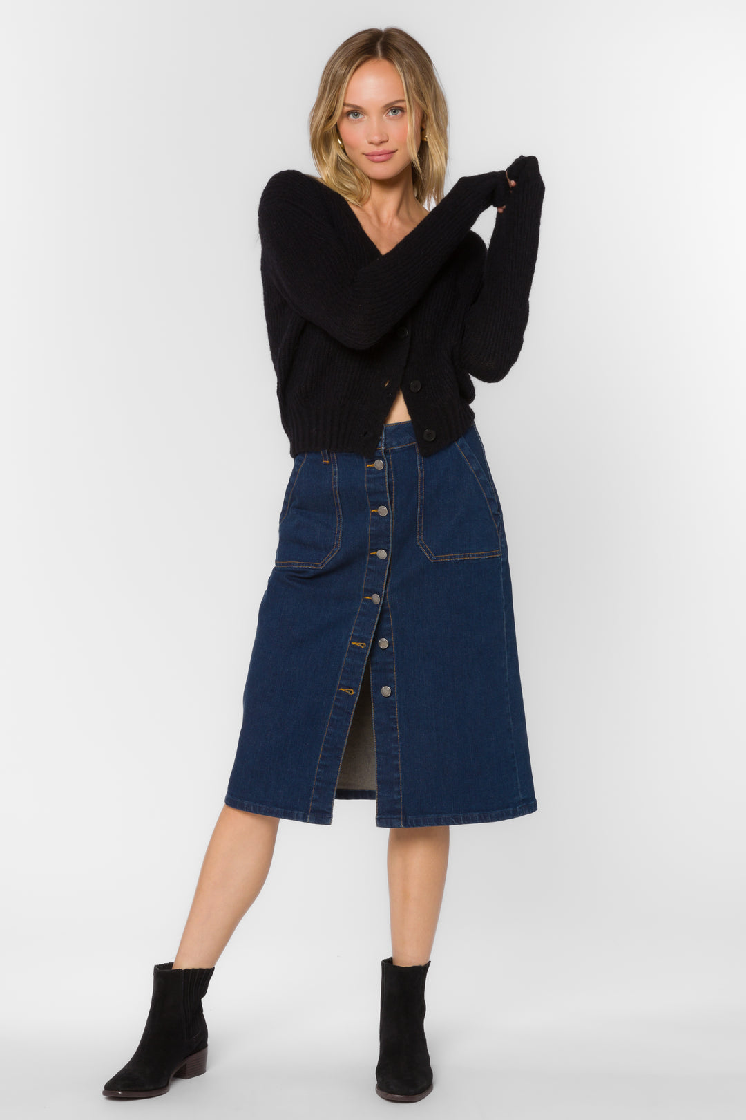 Moira Deep Indigo Skirt - Bottoms - Velvet Heart Clothing
