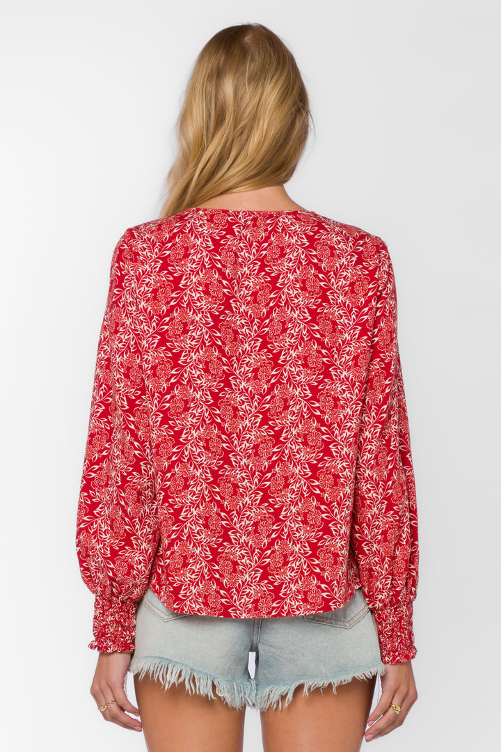 Penny Red Floral Top - Tops - Velvet Heart Clothing